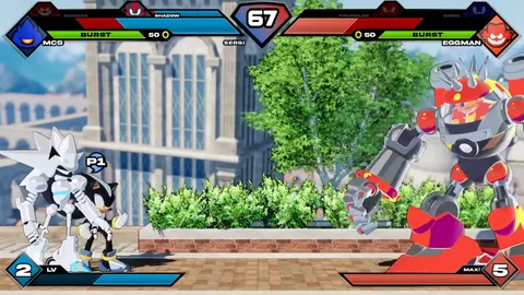 Ultimate Sonic Smackdown - Eggman mecha suit performing an aerial stomp attack