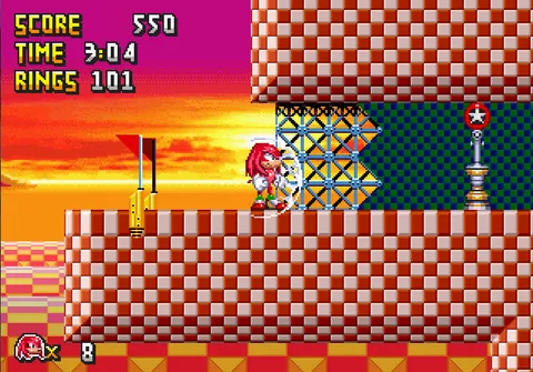 Sonic 3D in 2D - Knuckles breaking barriers in Volcano Valley Zone