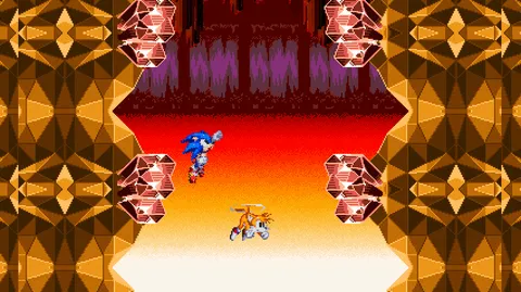 Sonic After the Sequel - volcano zone with crystals and lava