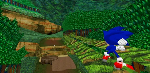 Sonic Rush 3D - Leaf Storm zone jungle environment in 3D