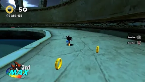 Sonic Battle R - Shadow racing through marble ruins collecting rings