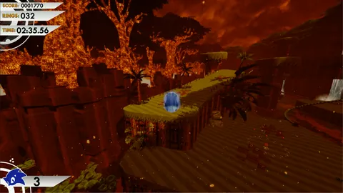 Sonic Encore - Angel Island Zone tropical beach area in 3D