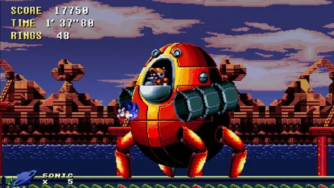 Sonic Time Twisted - boss fight with desert pyramids in the background