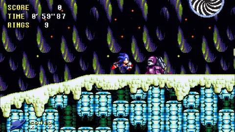Sonic Time Twisted - Sonic in a crystal cave with glowing time portal