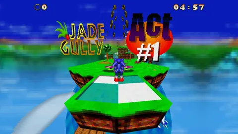 Sonic X-Treme Unity - Jade Gully zone with lush vegetation and fisheye perspective