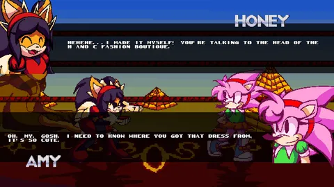 Sonic The Fighters Blitz Hyper Edition - Amy and Honey dialogue scene in desert stage