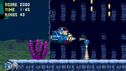 Sonic Triple Trouble 16-Bit - Robotnik Winter Zone snowboarding